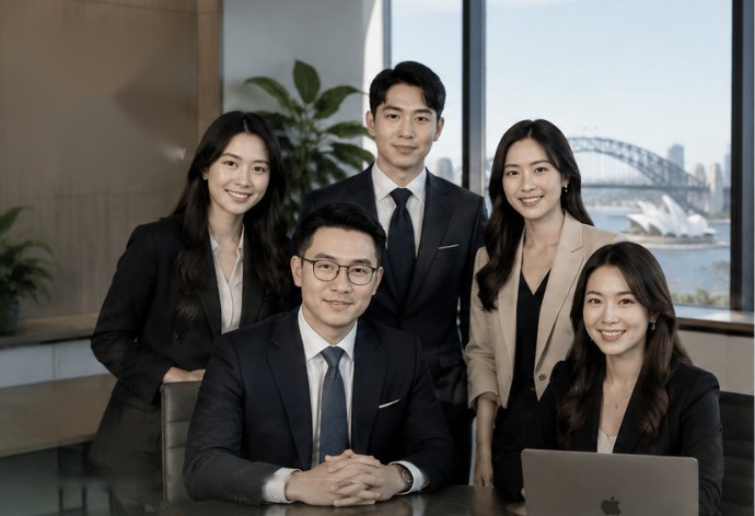 Illustration of a team of advisers working together for a client